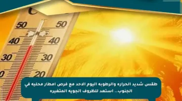 طقس شديد الحرارة والرطوبة اليوم الأحد مع فرص أمطار محلية في الجنوب.. استعد للظروف الجوية المتغيرة